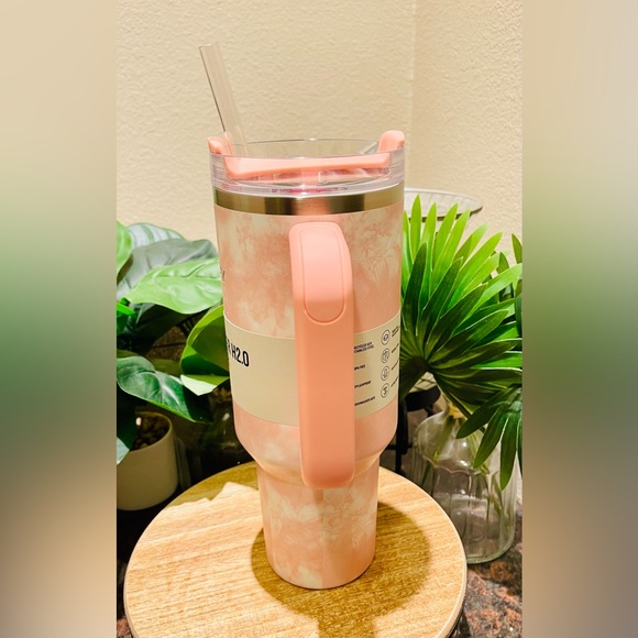 NWT Stanley 40oz Quencher Peach Pink Tie Dye New H2.0 Tumbler Cup - Picture 13 of 16